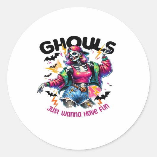 Ghouls willen gewoon leuke Halloween-vibes hebben Ronde Sticker (Voorkant)