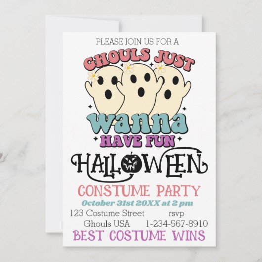 Ghouls willen gewoon plezier Halloween kostuum fee Kaart (Voorkant)