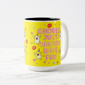 Ghouls willen gewoon plezier hebben in het T-shirt Tweekleurige Koffiemok (Voorkant rechts)