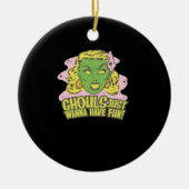 Ghouls willen gewoon plezier hebben luie luiaard keramisch ornament (Voorkant)