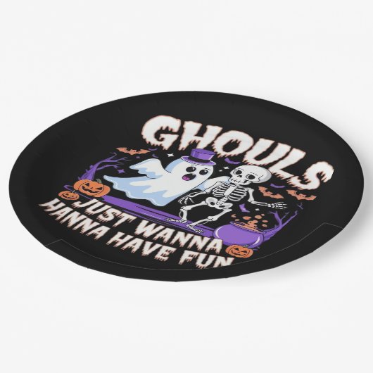 Ghouls willen gewoon plezier hebben luie luiaard papieren bordje (Gekanteld)