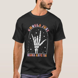 Ghouls willen gewoon plezier retro vrijgezelle Her T-shirt