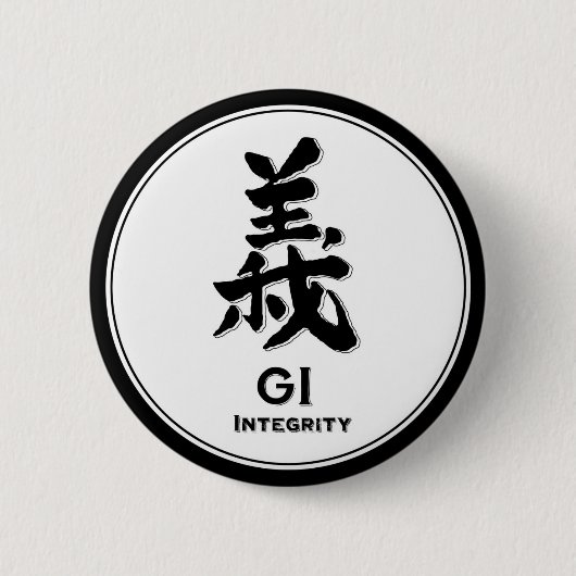 GI integriteit bushido deugdsamurai kanji Ronde Button 5,7 Cm (Voorkant)