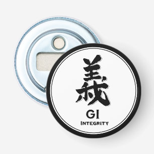 GI integriteitsbushido deugd samurai kanji tattoo Button Flesopener