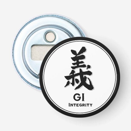 GI integriteitsbushido deugd samurai kanji tattoo Button Flesopener (Voorkant)