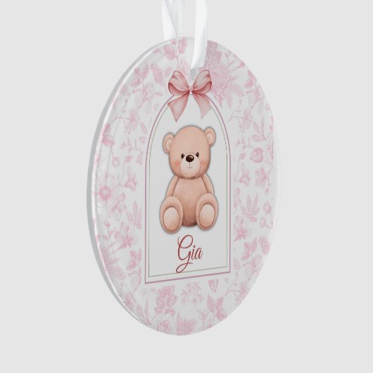 Gia | Aangepaste Roze Teddybeer Nursery Design Ornament (voorkant)