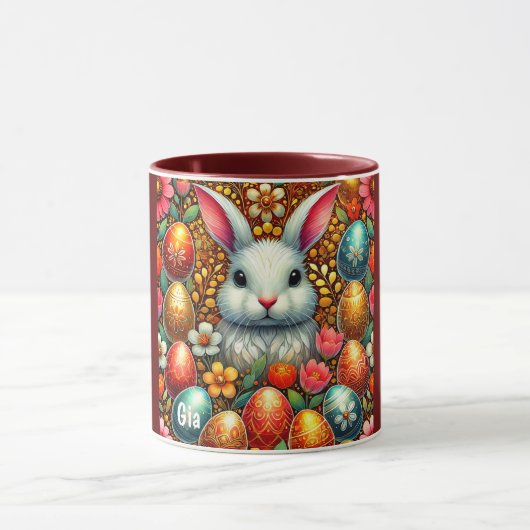 GIA ~ EASTER BUNNY Oeufs Fleurs ~ Mug (Centre)
