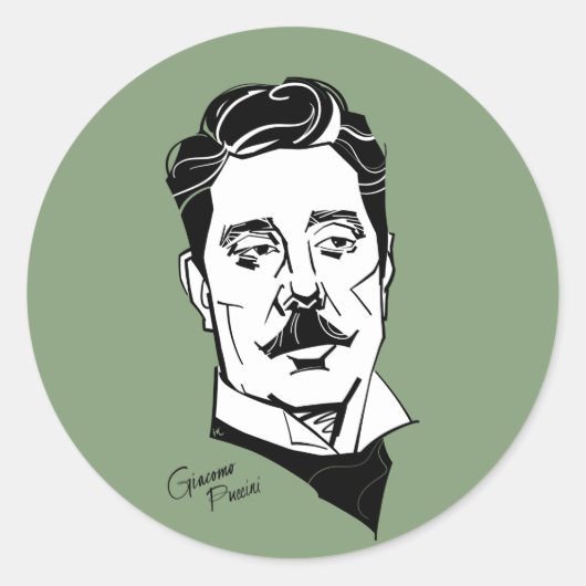 Giacomo Puccini Ronde Sticker (Voorkant)