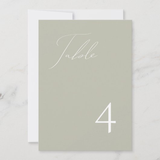 GIANNA Elegant Script Sage Green Numéro de table (Devant)