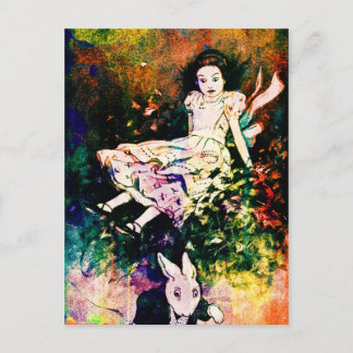 Giant Alice in Wonderland en White Rabbit Briefkaart