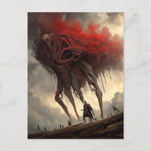 Giant Alien Walking Science Fictie Horror Art Briefkaart (Voorkant)