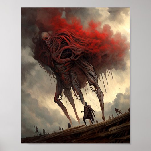 Giant Alien Walking Science Fictie Horror Art Poster (Voorkant)