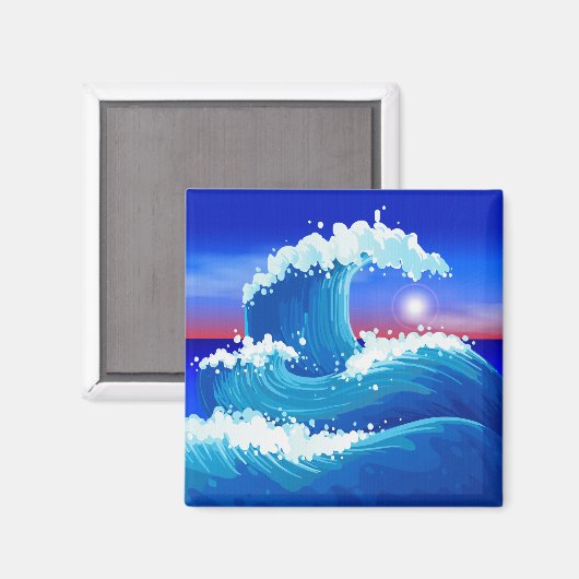 Giant Blue Tsunami Wave with Sun Drawing Magneet (Voorkant / Achterkant)