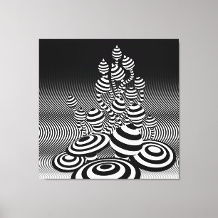 Giant Canvas Zwart & Wit Magische Paddestoelen 1m Afdruk