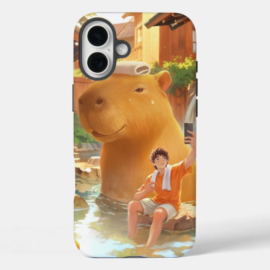 Giant Capybara – Hot Spring Illustratie Case-Mate iPhone Case (Achterkant)