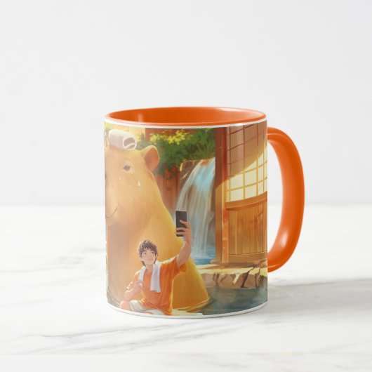 Giant Capybara – Hot Spring Illustratie Mok (Voorkant rechts)