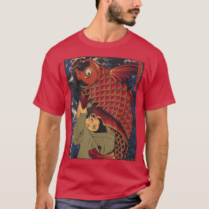Giant Carp Koi Fish Samurai Warrior Fight T-shirt