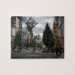 Giant Cat Attacking City Catzilla Cute Monster Legpuzzel