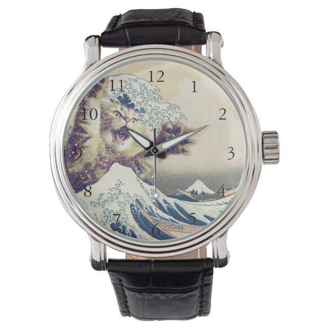 Giant Cat Wave – De Grote Golf van Kanagawa Horloge (Voorkant)