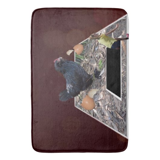 Giant Chicken Egg Crusher Large Memory Bathmat Badmat (Voorkant Verticaal)
