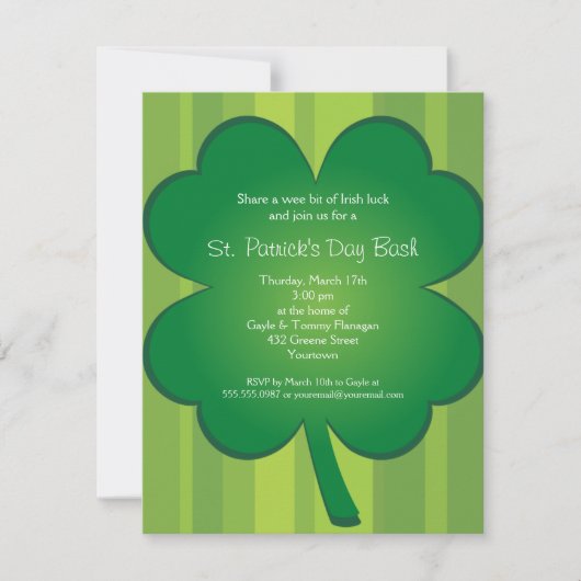Giant Clover St Patricks Day Party Invitation Kaart (Voorkant)