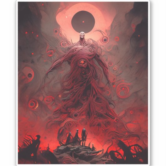 Giant Demon Creature Dark Fantasy Horror Sticker (Voorkant)