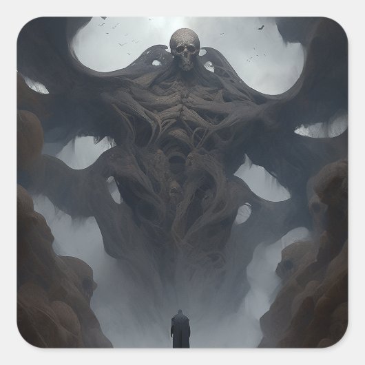 Giant Demon Creature Dark Fantasy Horror Vierkante Sticker (Voorkant)