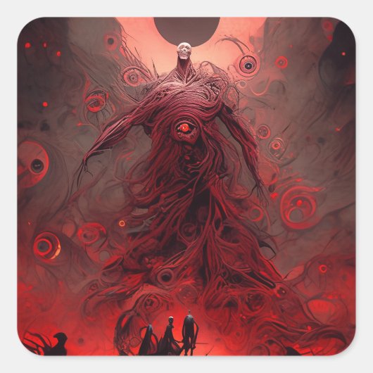 Giant Demon Creature Dark Fantasy Horror Vierkante Sticker (Voorkant)