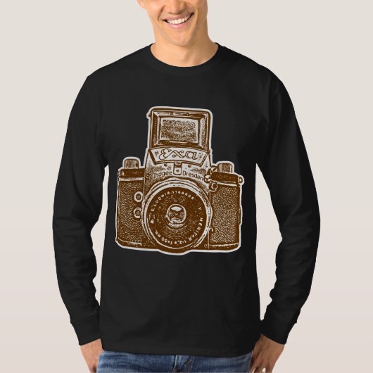 Giant East German Camera - Bruin en wit T-shirt (Voorkant)