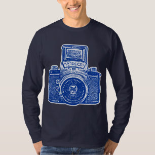 Giant East German Camera - Donkerblauw en wit T-shirt