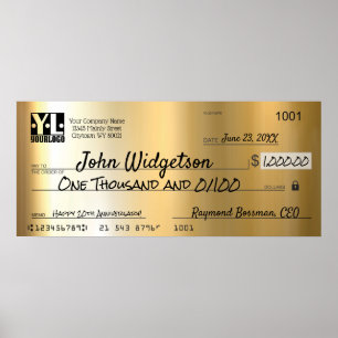 Giant faux Presentation check-bonusprijs voor lief Poster