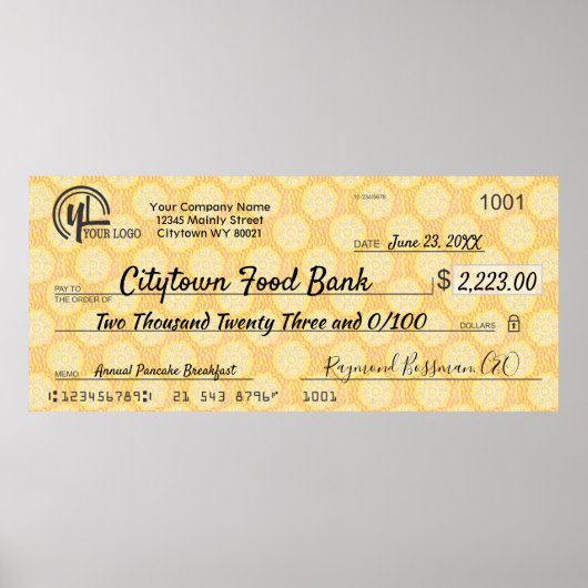 Giant faux Presentation check-bonusprijs voor lief Poster (Voorkant)