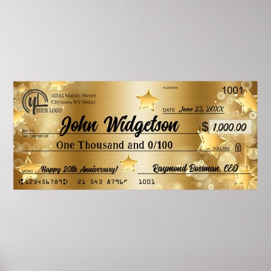 Giant faux Presentation check-bonusprijs voor lief Poster (Voorkant)