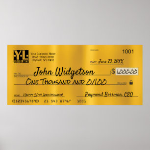 Giant faux Presentation check-bonusprijs voor lief Poster