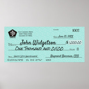 Giant faux Presentation check-bonusprijs voor lief Poster