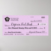 Giant faux Presentation check-bonusprijs voor lief Poster (Voorkant)