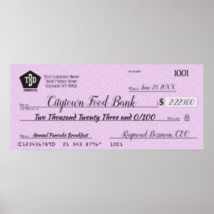 Giant faux Presentation check-bonusprijs voor lief Poster