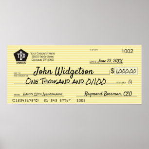 Giant faux Presentation check-bonusprijs voor lief Poster