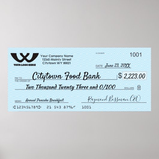 Giant faux Presentation check-bonusprijs voor lief Poster (Voorkant)