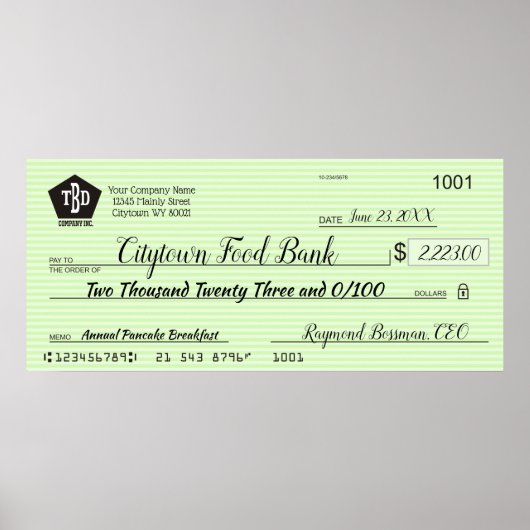 Giant faux Presentation check-bonusprijs voor lief Poster (Voorkant)