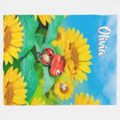 Giant Fleece blanket (80 x 60 inch) Ladybug Sunflo (Voorkant (Horizontaal))