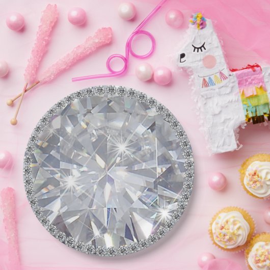 Giant Gemstone Diamond Jewel Solitaire Papieren Bordje (Feest)