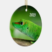Giant Green Day Gecko - Phelsuma grandis Metal Orn Keramisch Ornament (Rechts)