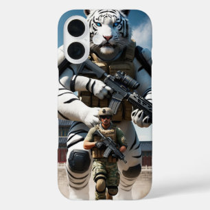 Giant Humanoid White Tiger Special Forces-operator iPhone 16 Hoesje