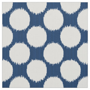Giant Ikat-Stippen, witte stippen op kobaltblauw Stof