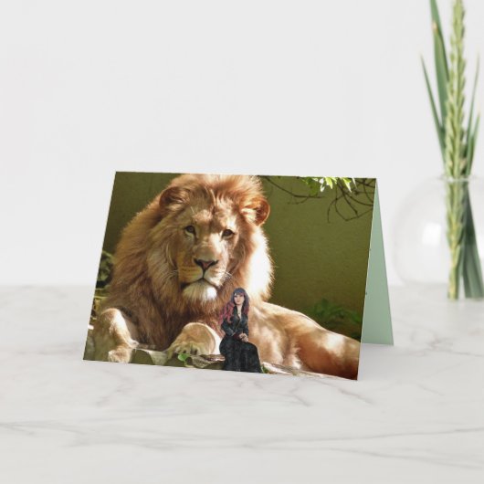 GIANT LION & LITTLE LADY BIRTHDAY FANTASY KAART (Voorkant)