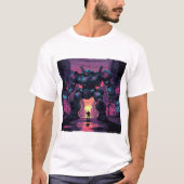 Giant Mech Robot vs Human | Cyberpunk City Sunset T-shirt (Voorkant)
