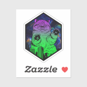 Giant Monster Catzilla aanvallen Cat Skyline Sticker