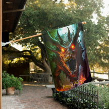 Giant Monster Halloween Huis Vlag