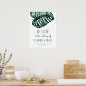 Giant Monstera Leaf Beach Weddenschap Welkom Poster (Keuken)